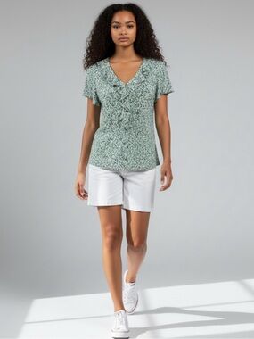 Adrianna Papell Ditsy Flower Spring Summer Blouse ~. NWT     size Medium